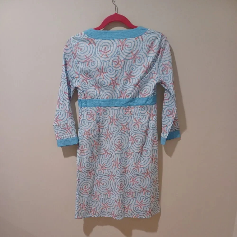 NWT Vineyard Vines Dress Blue Beach House Starfish Swim Cover Size 2 Resort Fun